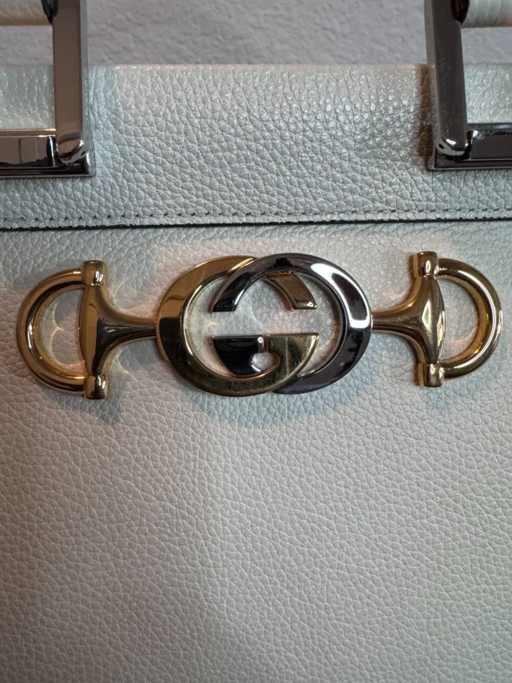 Gucci Zumi White Leather Top Handle Bag Crossbody